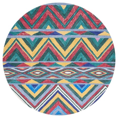 Safavieh 6 x 6 ft. Metro 251Q Hand Tufted Round Area Rug; Red & Blue MET251Q-6R
